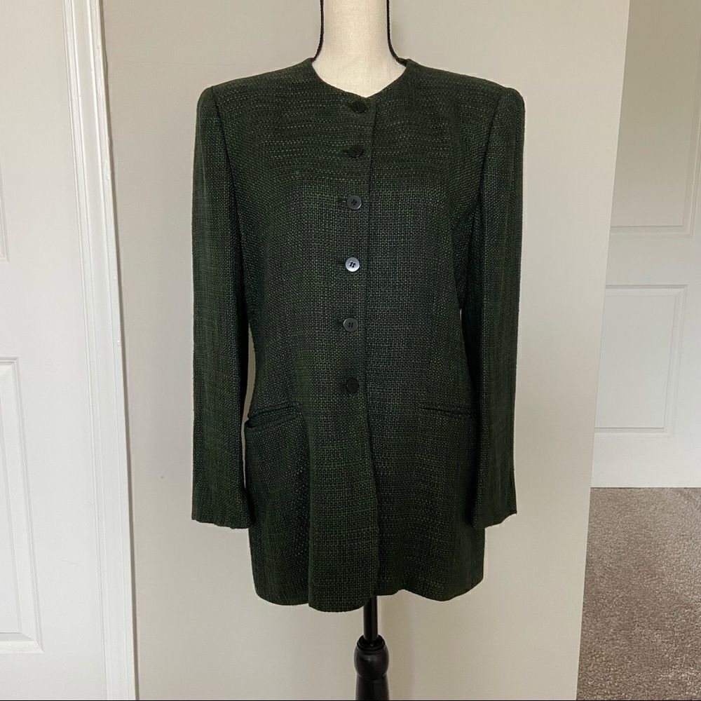 Jones New York Green Tweed Skirt Suit